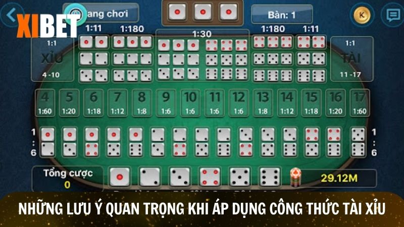 Một số lưu ý quan trọng khi áp dụng công thức tài xỉu