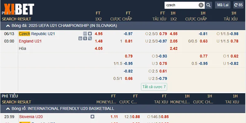 U21 Cộng Hòa Séc vs U21 Anh ngày 13/06/2025