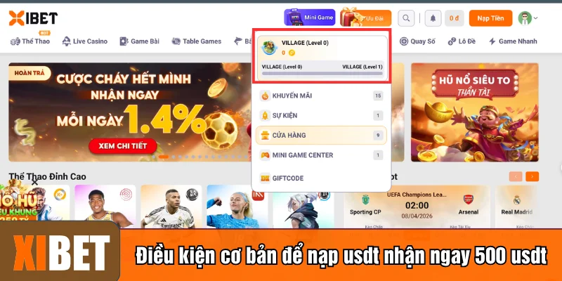 Điều kiện cơ bản để nạp usdt nhận ngay 500 usdt