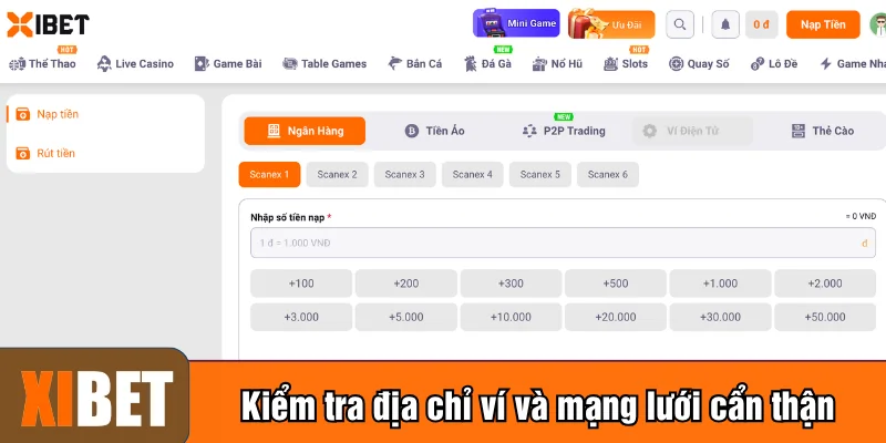 Kiểm tra địa chỉ ví và mạng lưới cẩn thận